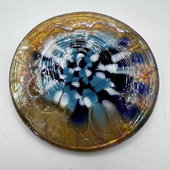 Hand-Blown Art Glass Brooch Abstract Floral Burst Dichroic Look Studio Made - Picture 6 of 6